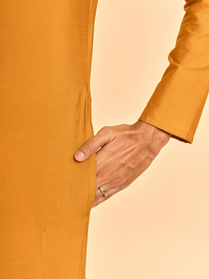 Diwas Men Vibrant Mustard Kurta