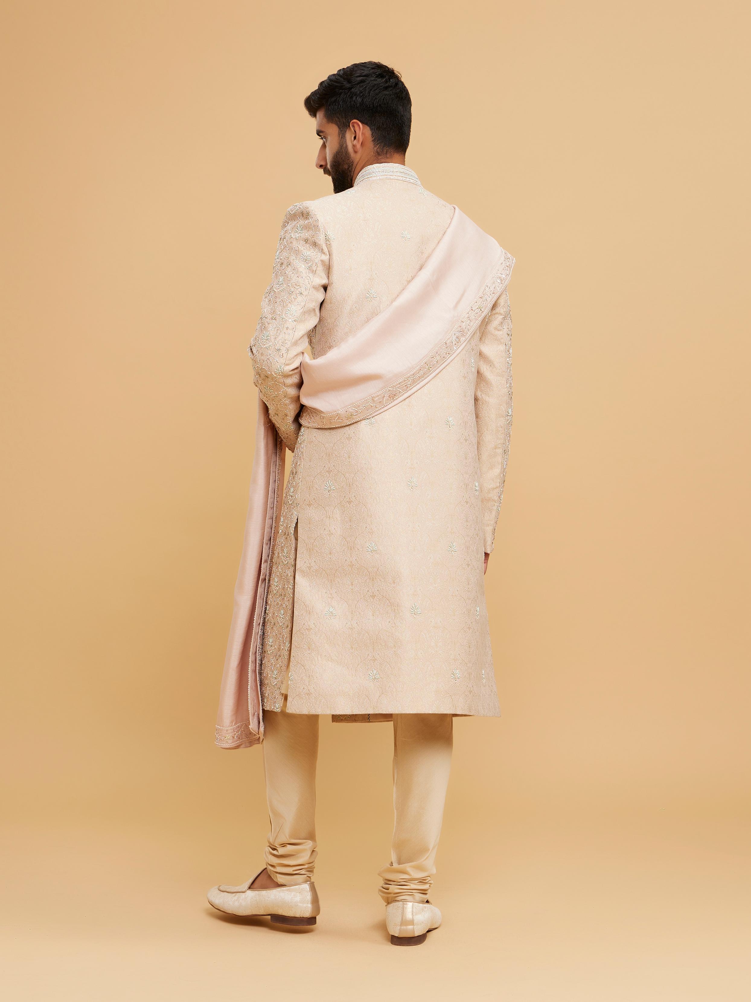 Twamev Men Dusty Pink Brocade Sherwani