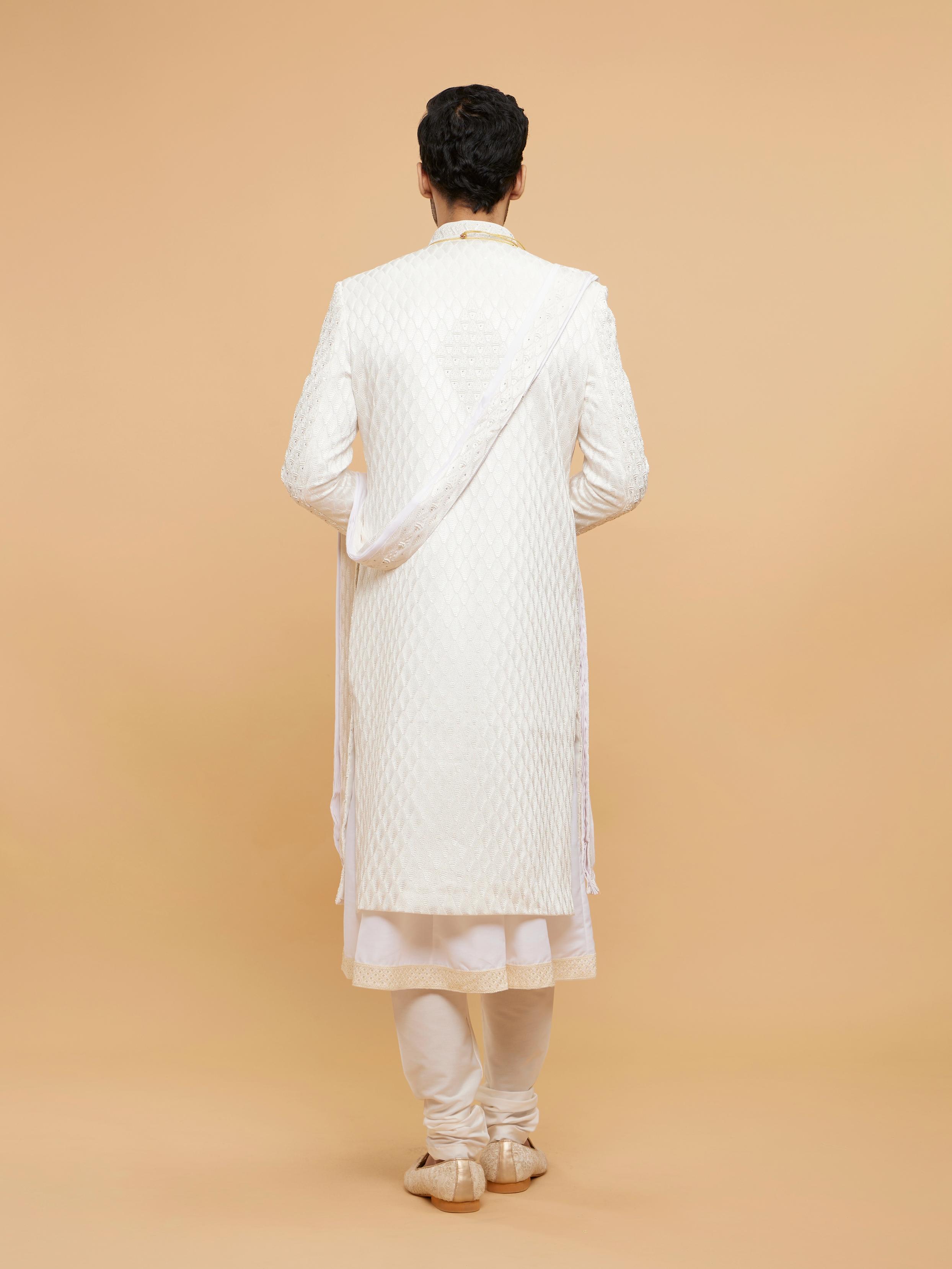 Twamev Men Warm White Royal Sherwani Set