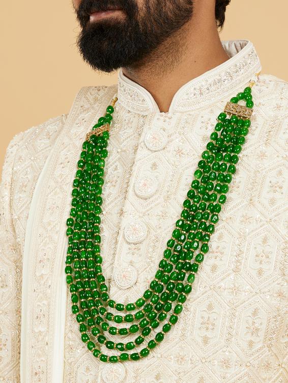 Twamev Men Emerald Green Traditional Mala
