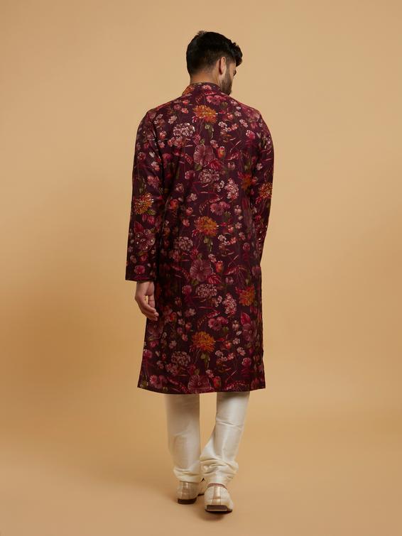 Twamev Men Elegant Wine Kurta Pajama