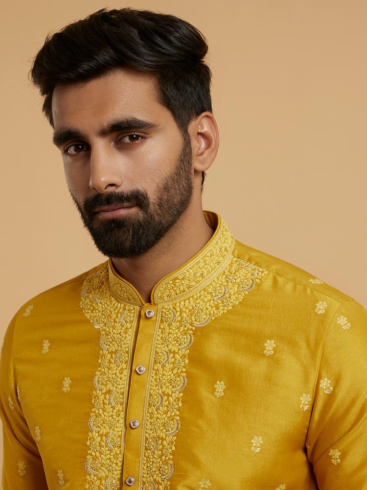 Twamev Men Majestic Mustard Kurta Pajama