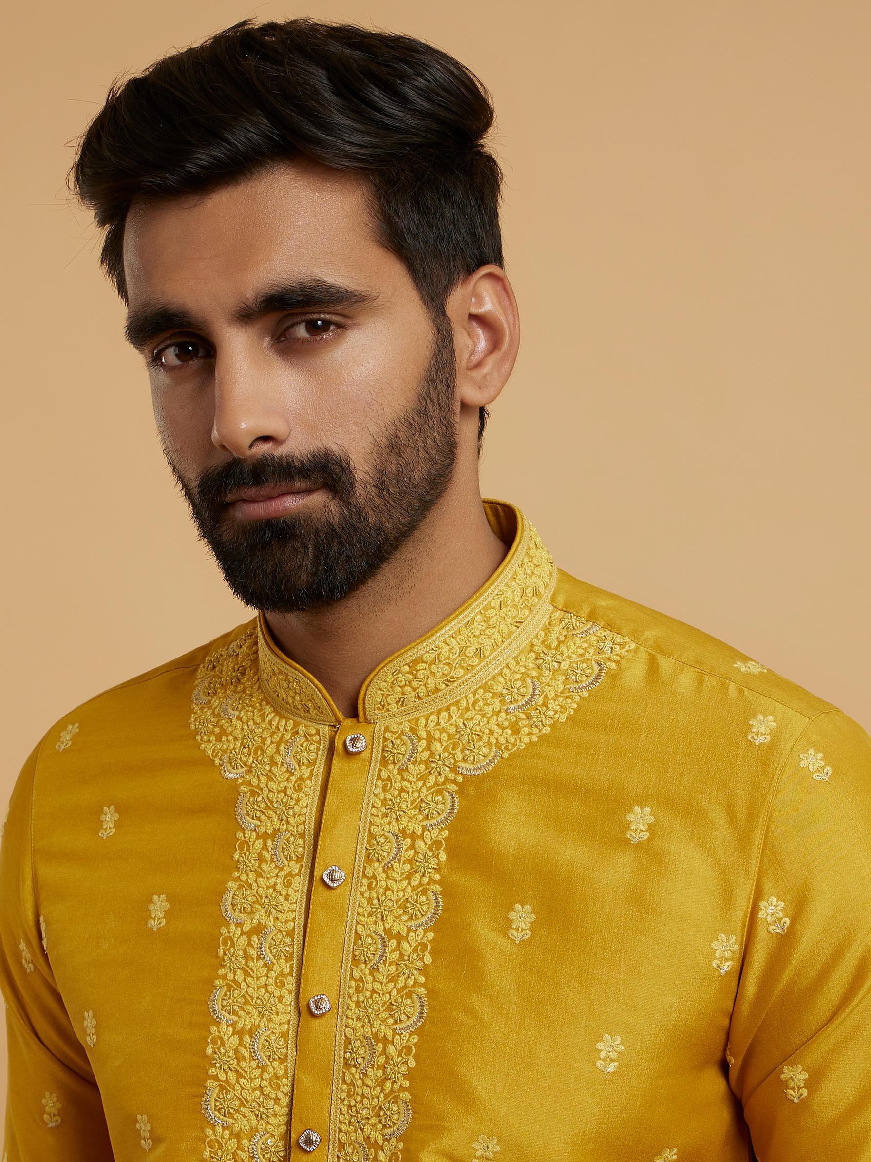 Twamev Men Majestic Mustard Kurta Pajama