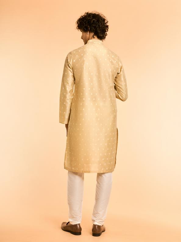 Diwas Men Beige Art Silk Celebration Kurta
