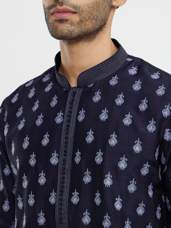 Twamev Men Dark Blue Festive Radiance Kurta Pajama