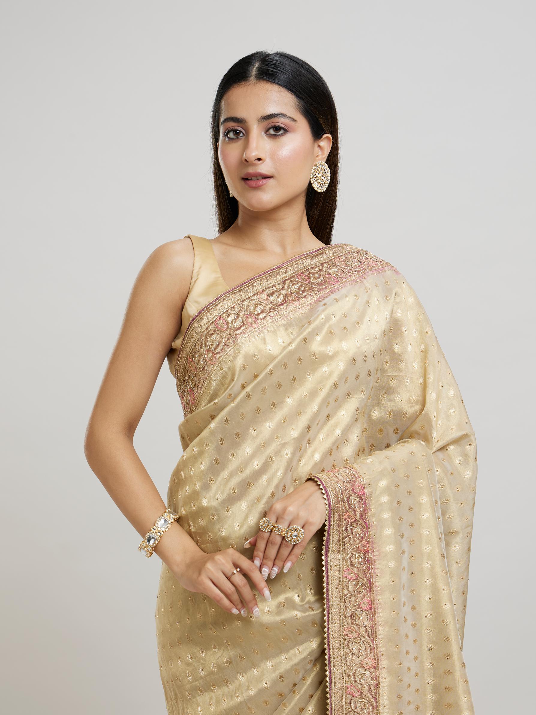 Twamev Women Purple Magic Tissue Saree