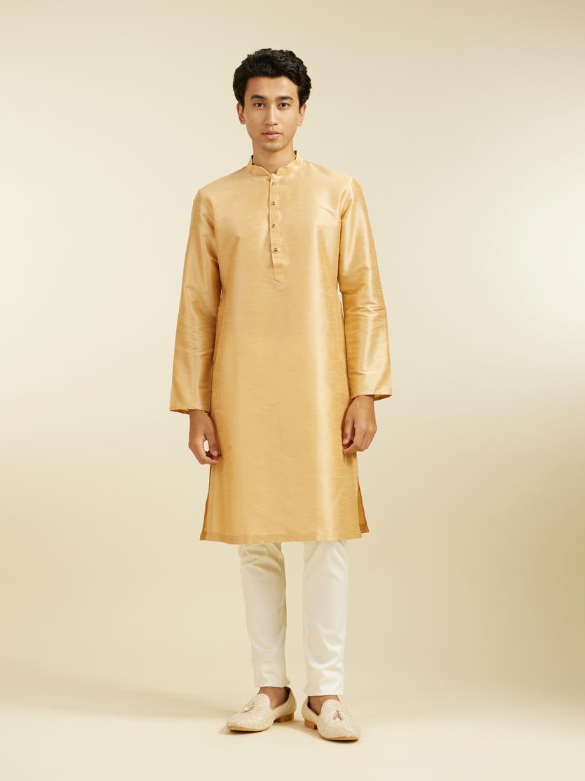 Diwas Men Light Fawn Plain Classic Kurta