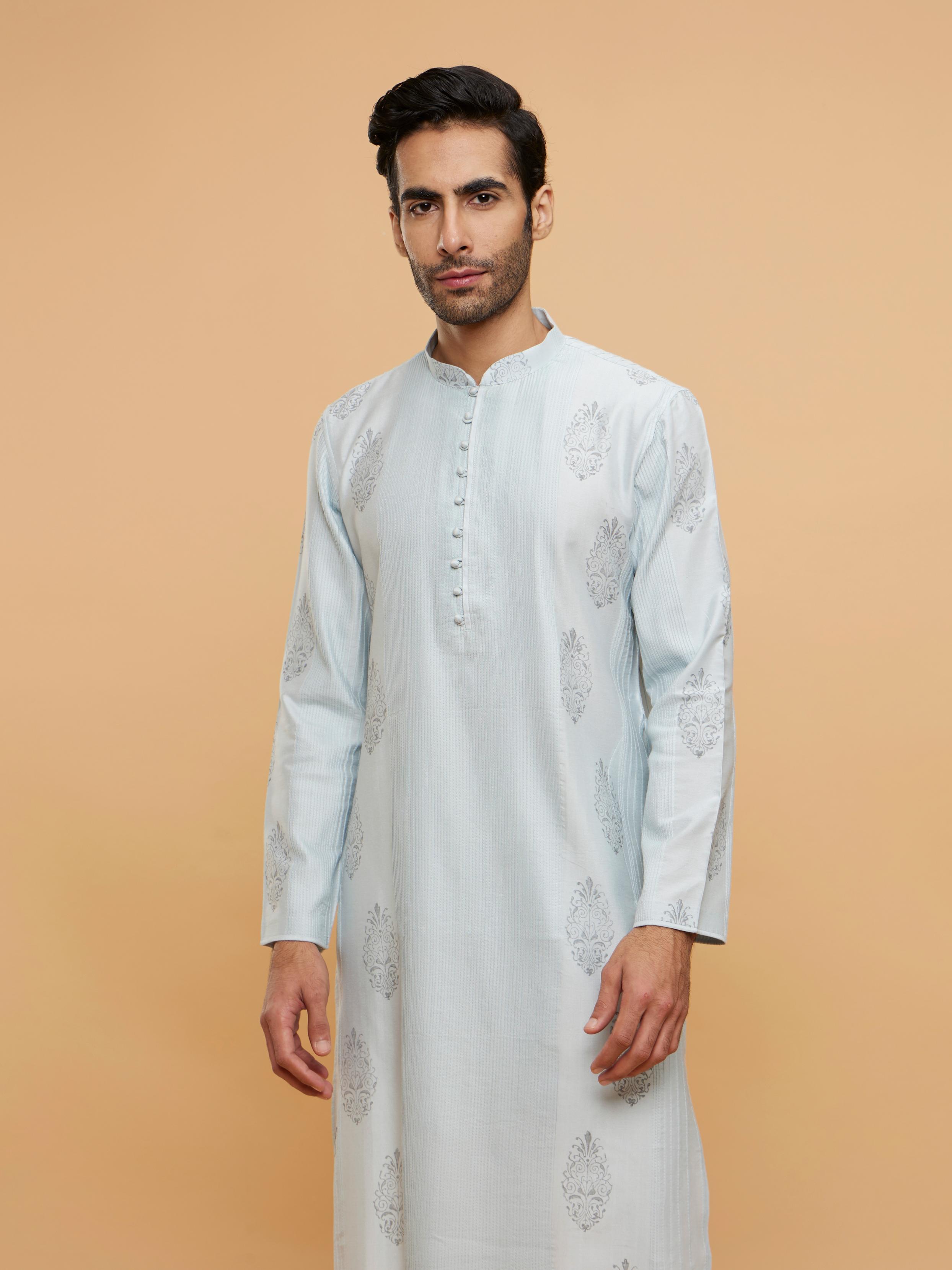 Twamev Men Light Grey Regality Kurta Pajama