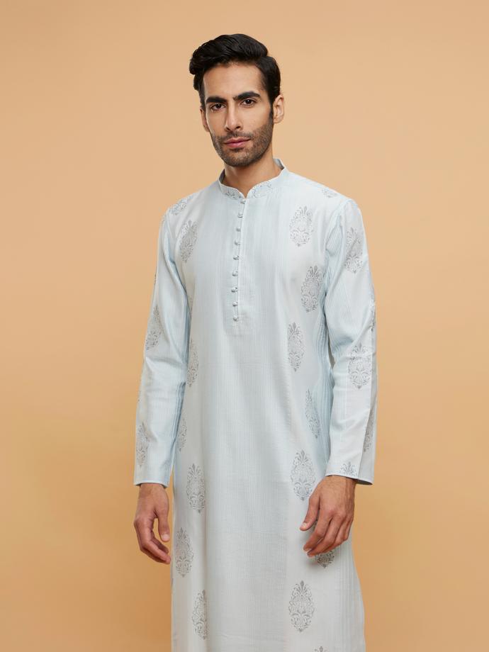 Twamev Men Light Grey Regality Kurta Pajama