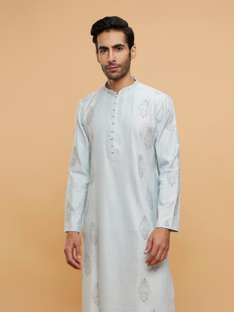 Twamev Men Light Grey Regality Kurta Pajama