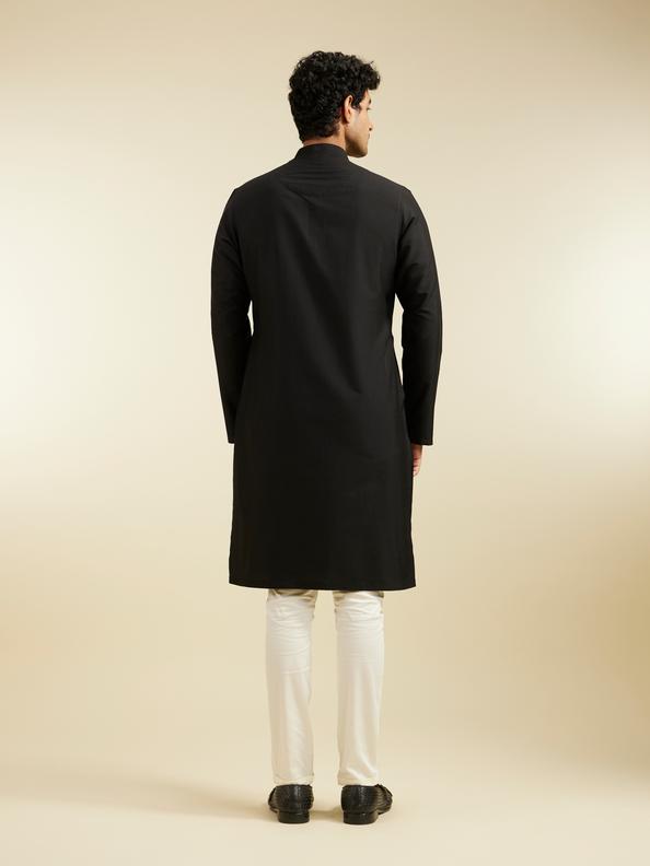 Diwas Men Midnight Black Plain Classic Kurta