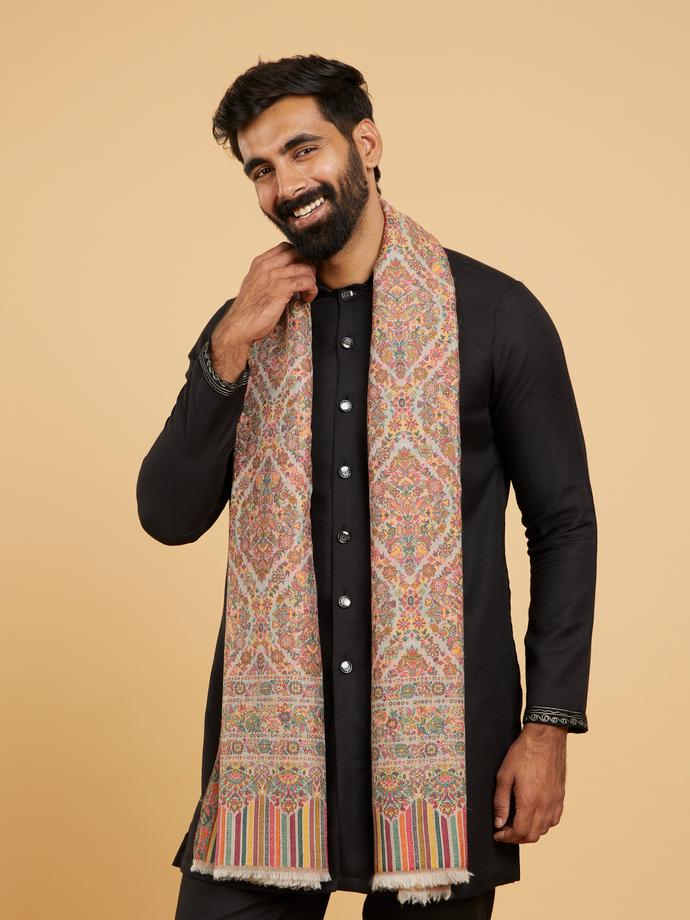 Twamev Men Beige Woolen Elegance Shawl