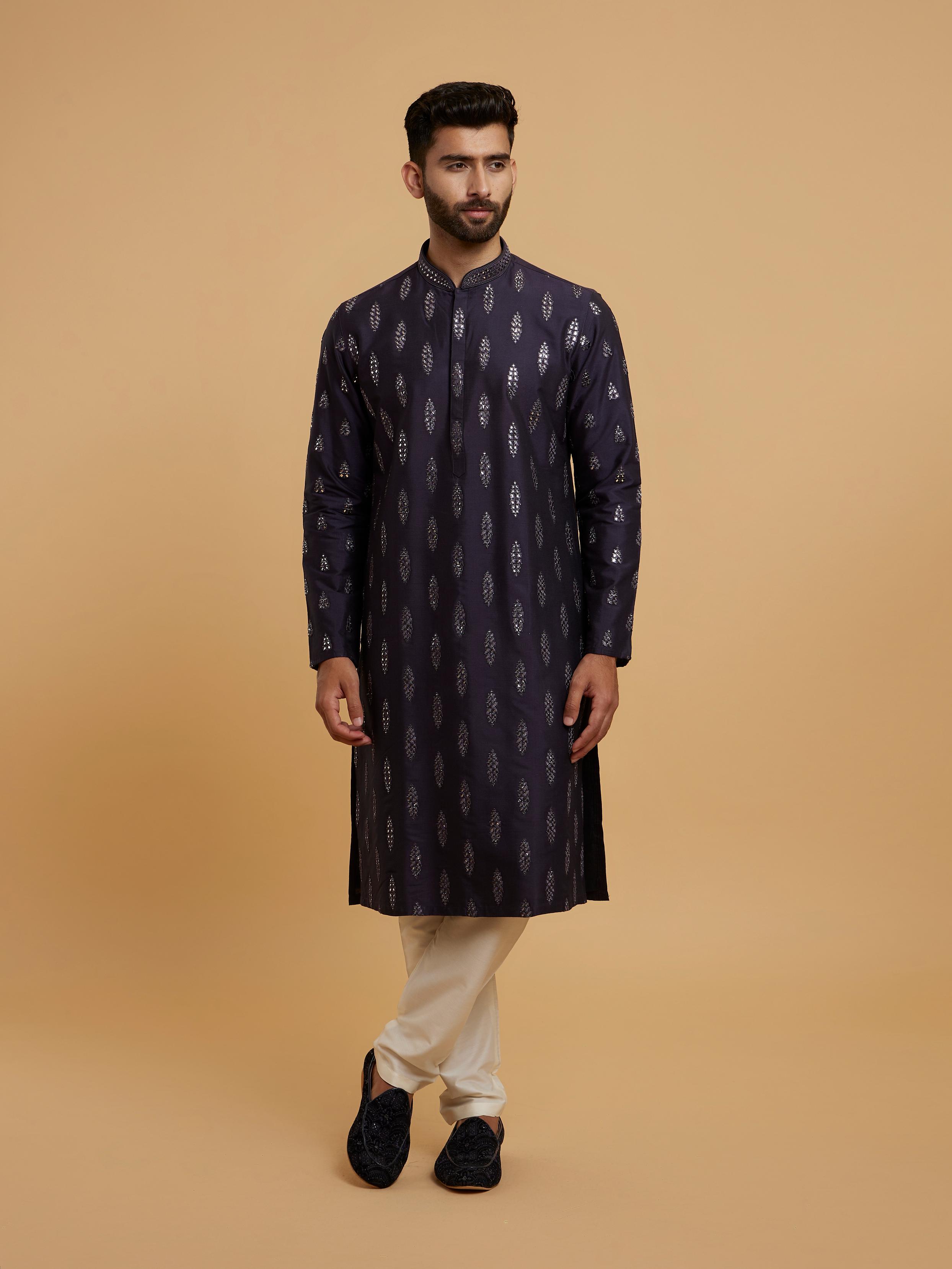 Twamev Men Elegant Dark Blue Kurta Pajama