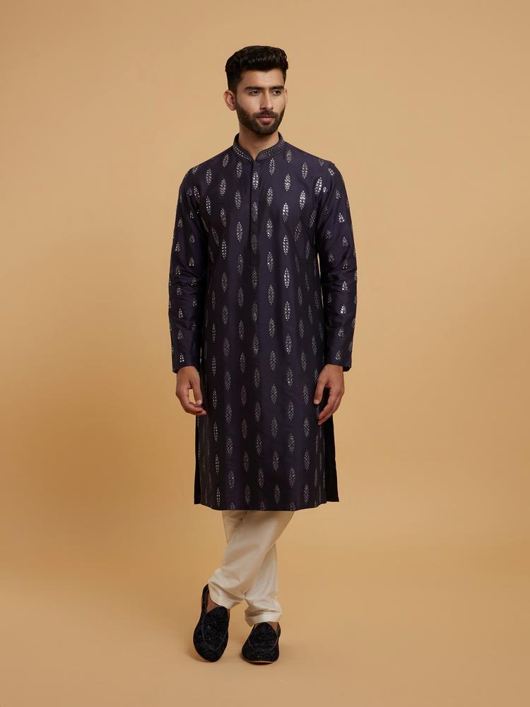 Twamev Men Elegant Dark Blue Kurta Pajama