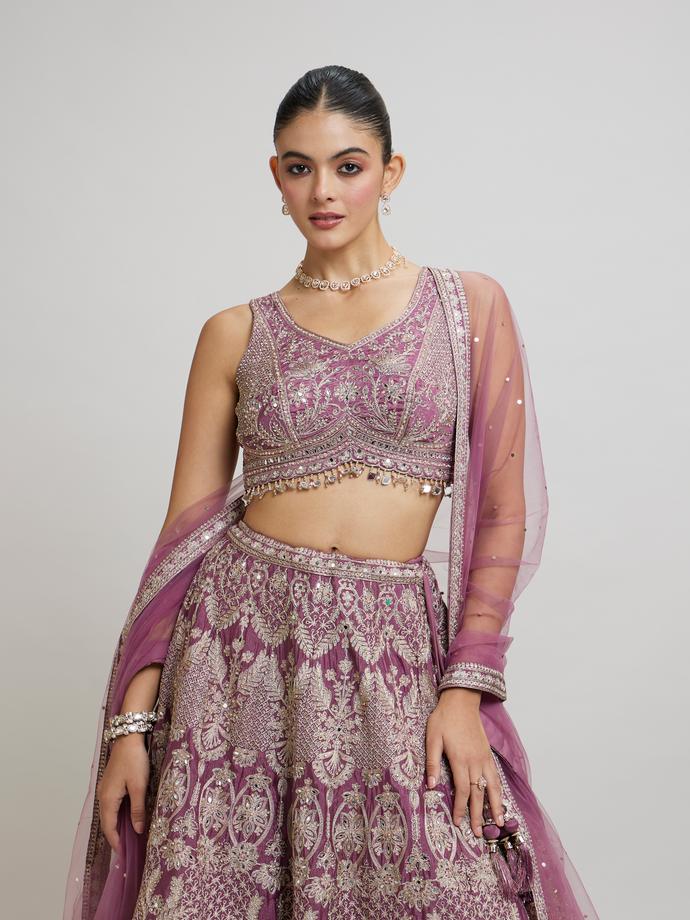 Twamev Women Purple Elegance Lehenga