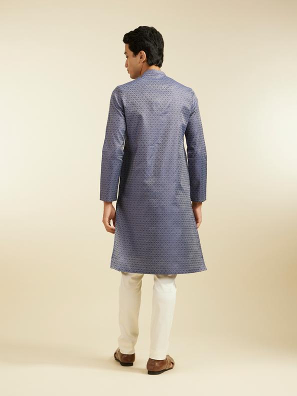 Diwas Men Oxford Blue Kurta with Circular Buta Motifs