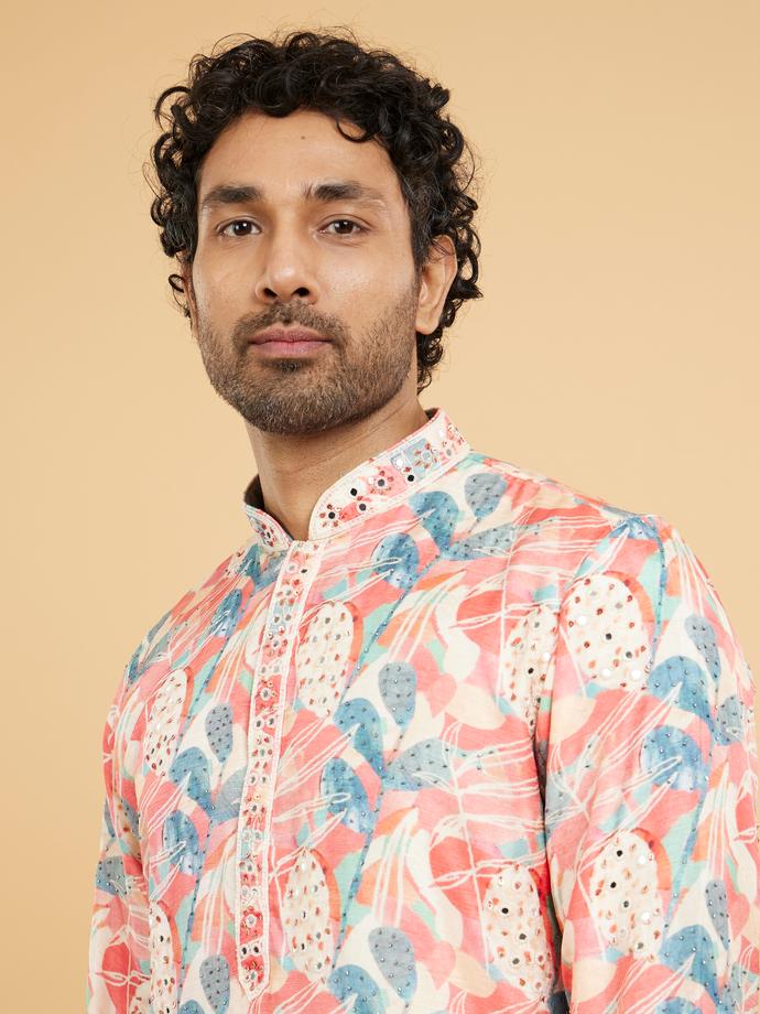 Twamev Men Exquisite Coral Kurta Pajama