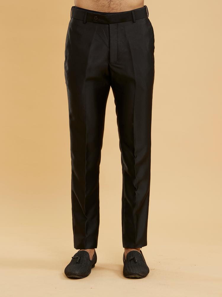 Twamev Men Ebony Black Shawl Collared Tuxedo Suit Set with Rhinestones