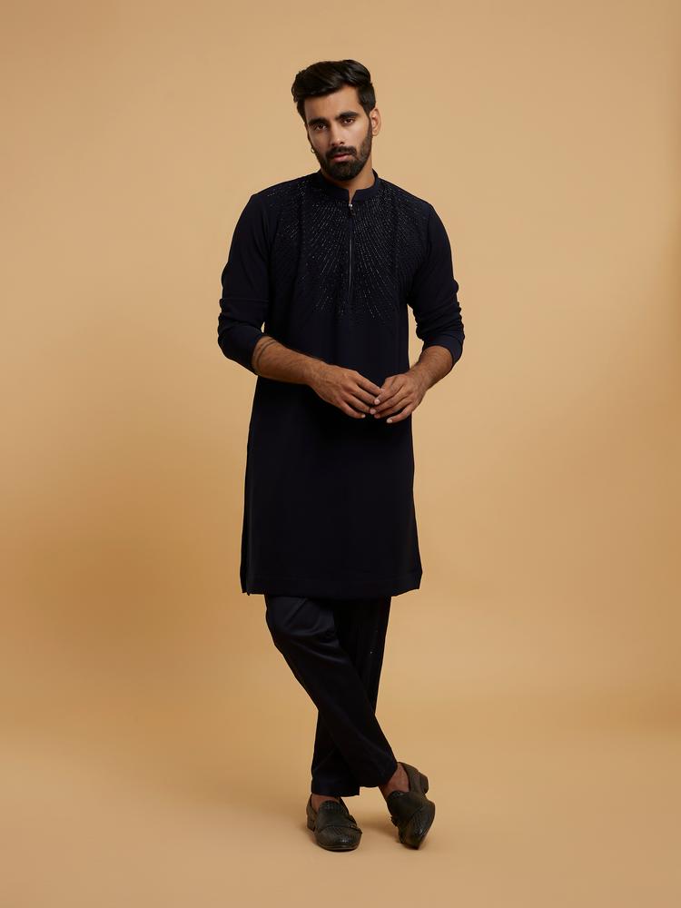 Twamev Men Dark Blue Divinity Kurta Pajama