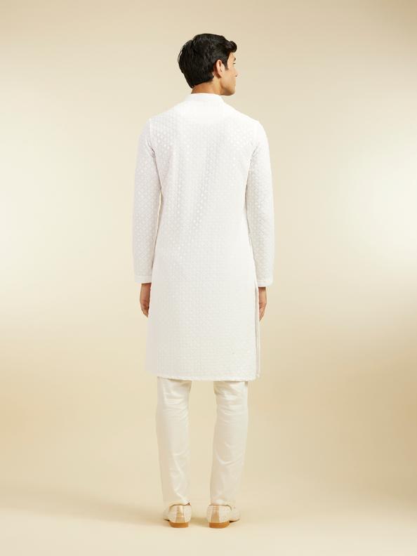 Diwas Men Warm White Chikankari Kurta with Sequin Work