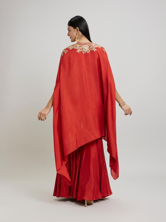 Twamev Women Sassy Orange Silk Indo Western