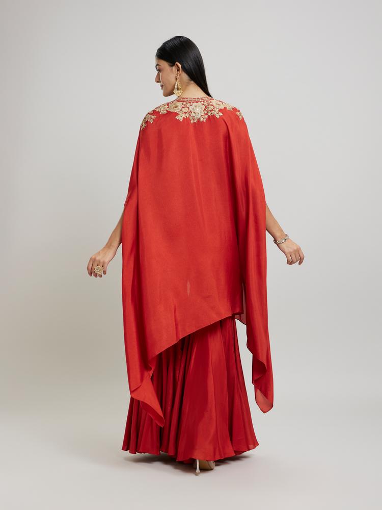 Twamev Women Sassy Orange Silk Indo Western