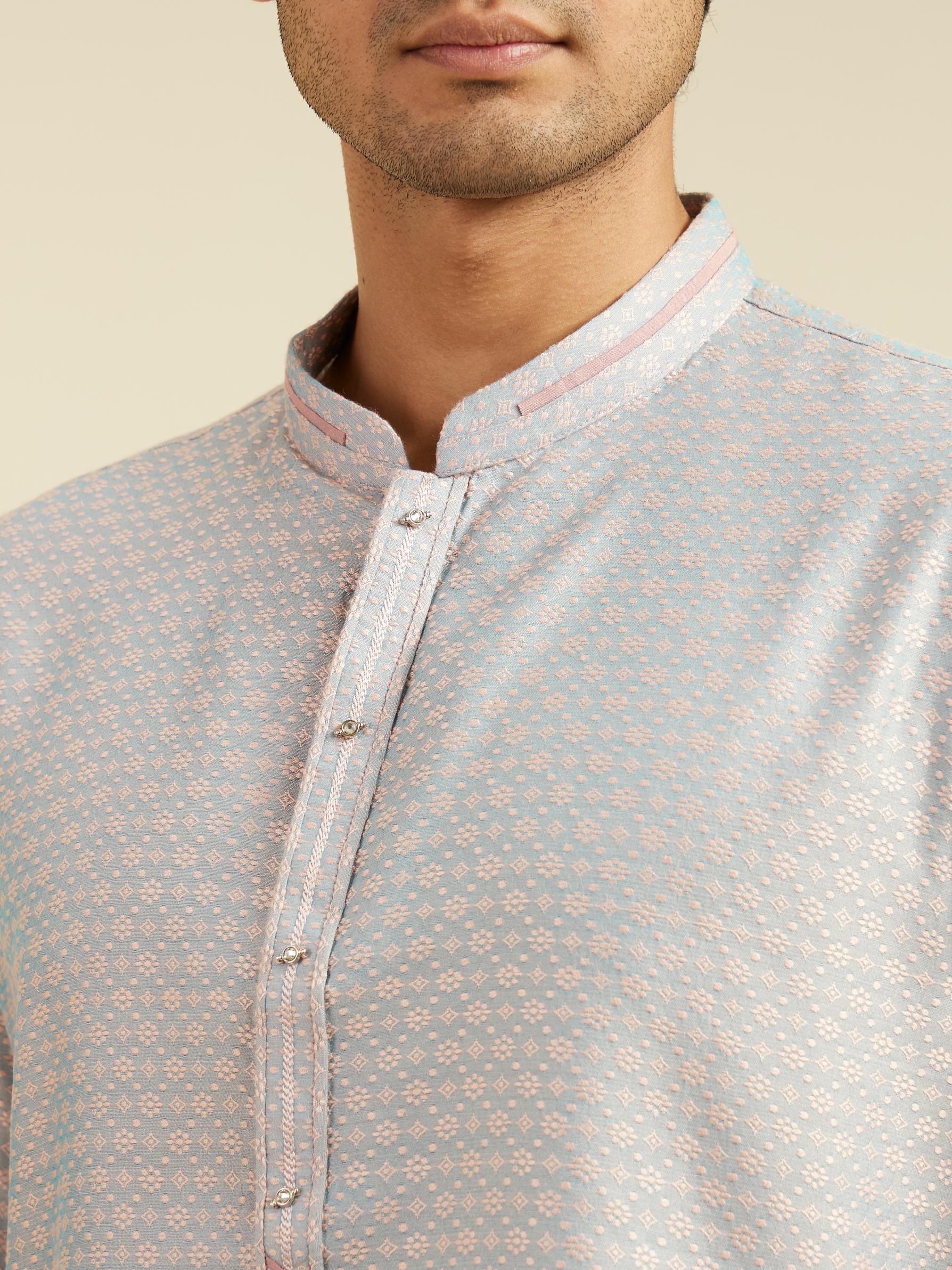 Diwas Men Smoke Grey Buta Jaal Patterned Kurta