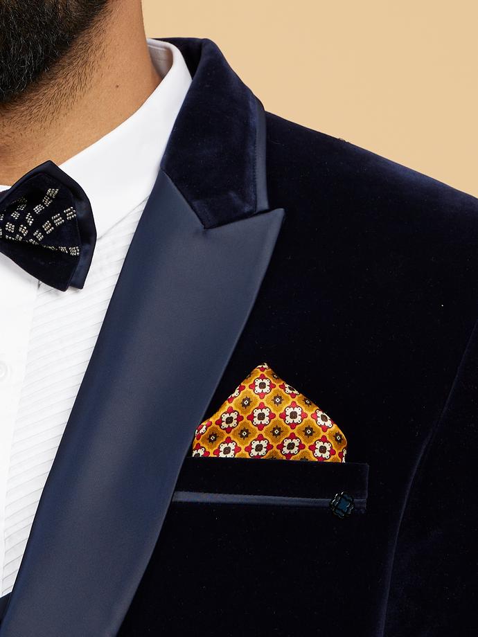 Twamev Men Yellow Satin Pocket Square