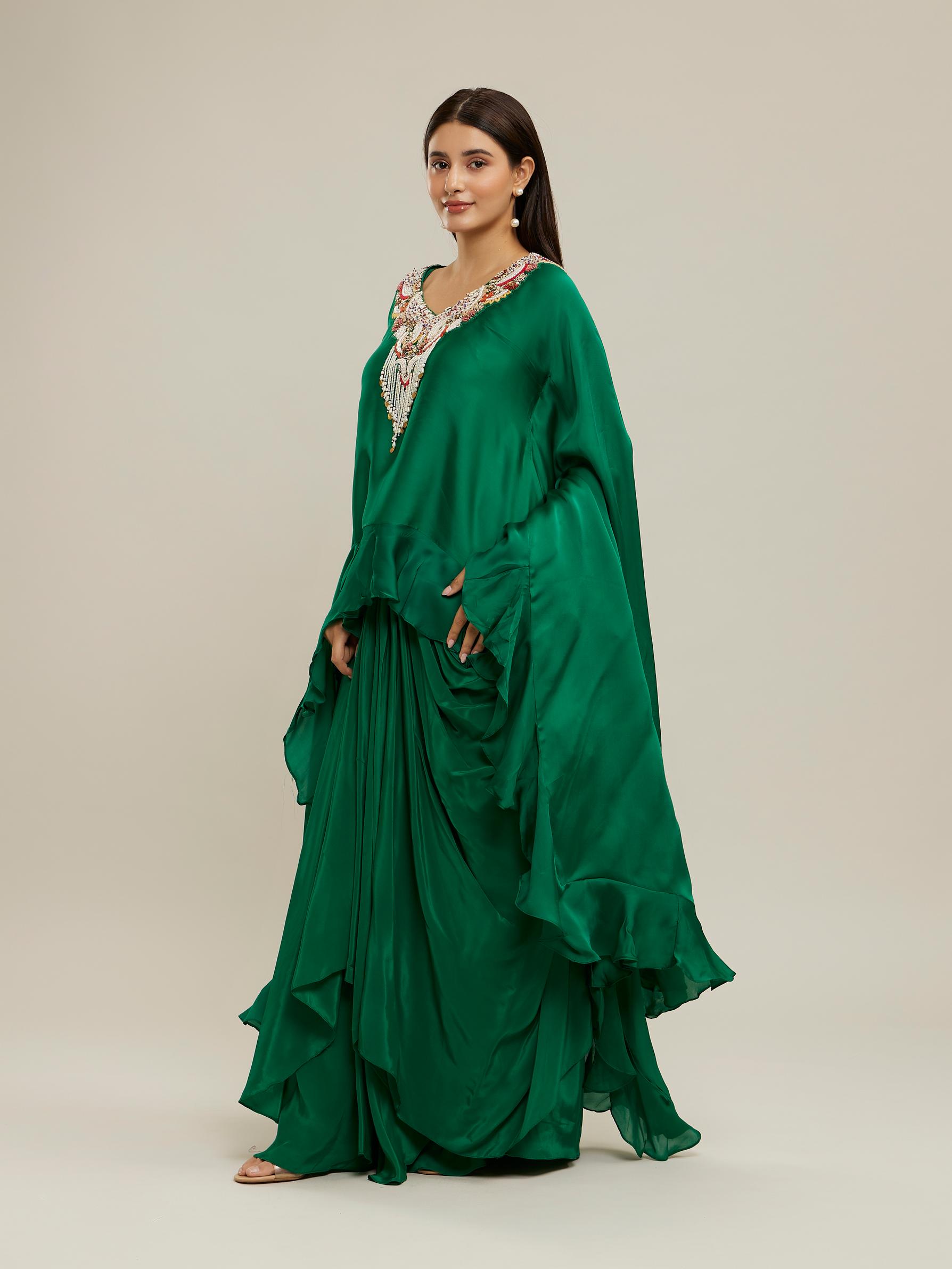 Twamev Women Emerald Elegance Indo Western