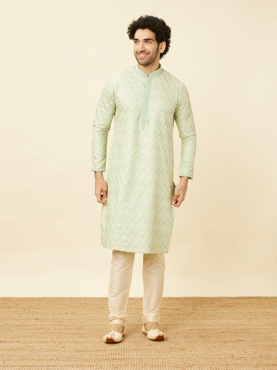 Twamev Men Mint Green Fresh Kurta Set