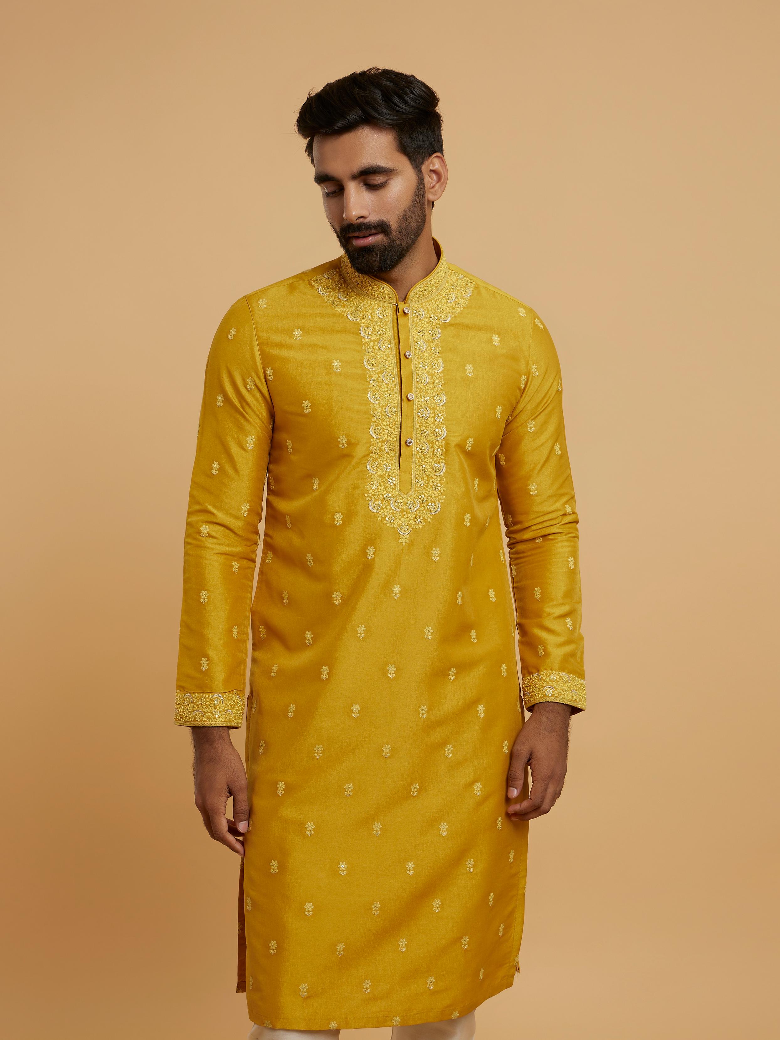 Twamev Men Majestic Mustard Kurta Pajama