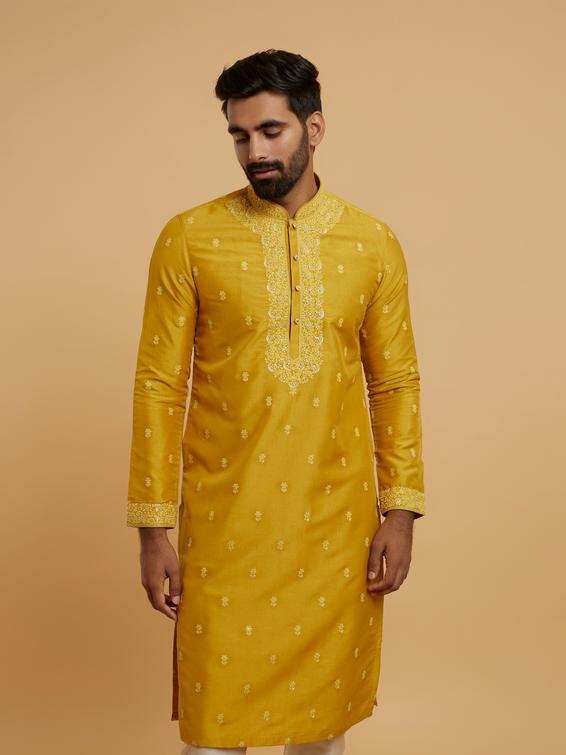 Twamev Men Majestic Mustard Kurta Pajama