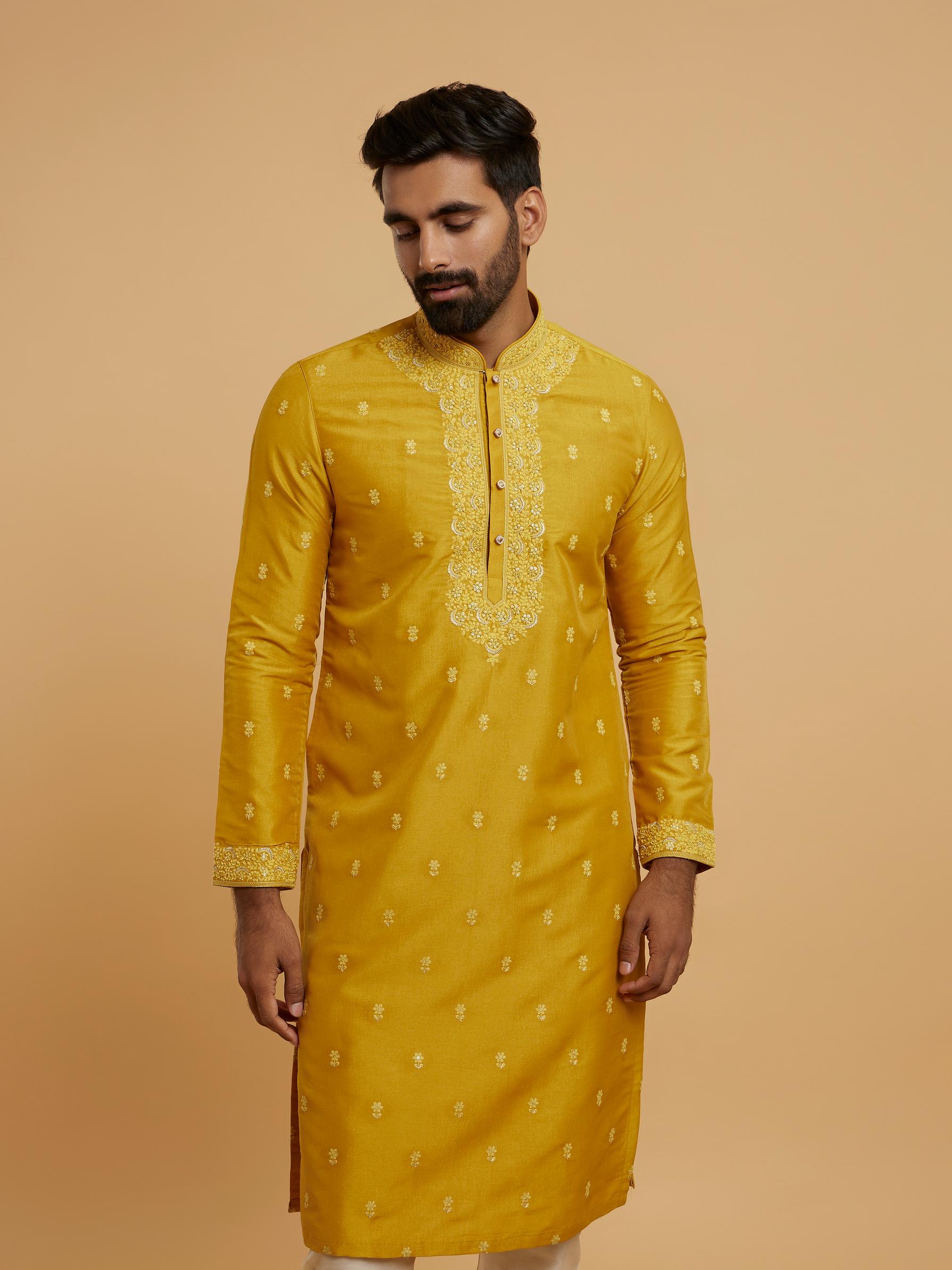Twamev Men Majestic Mustard Kurta Pajama