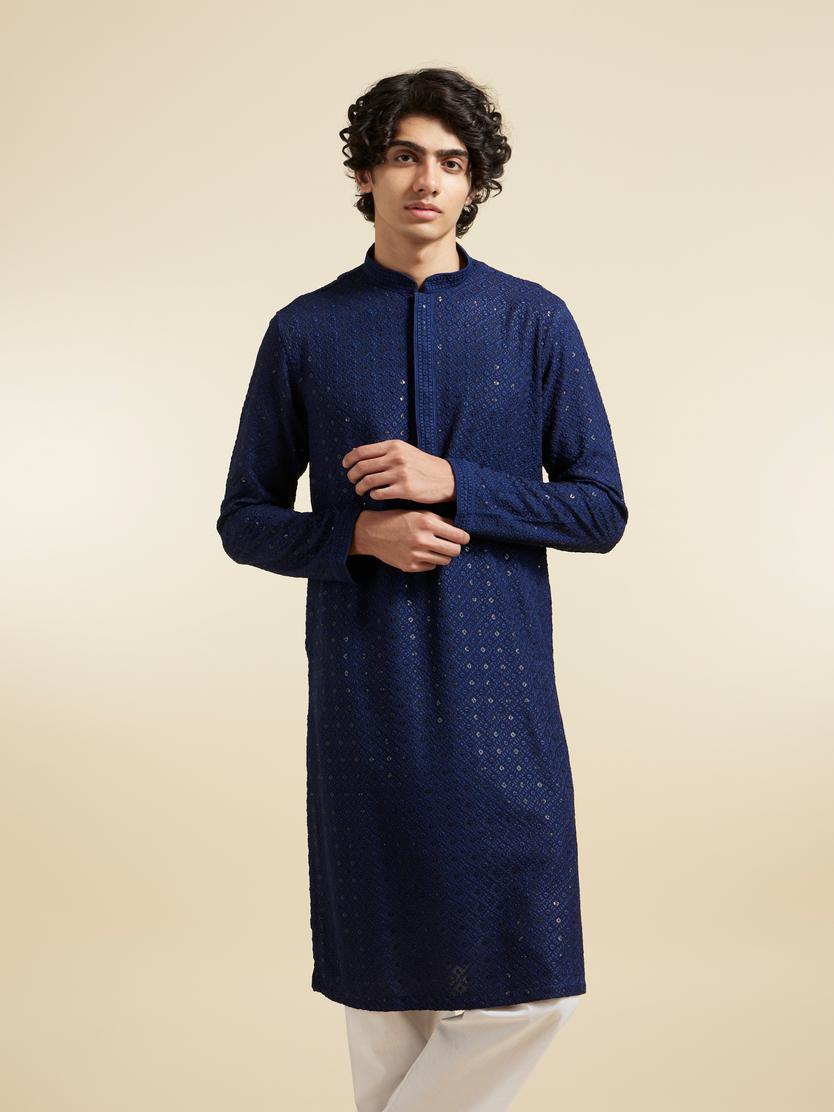 Diwas Men Dark Blue Elegance Kurta Pajama