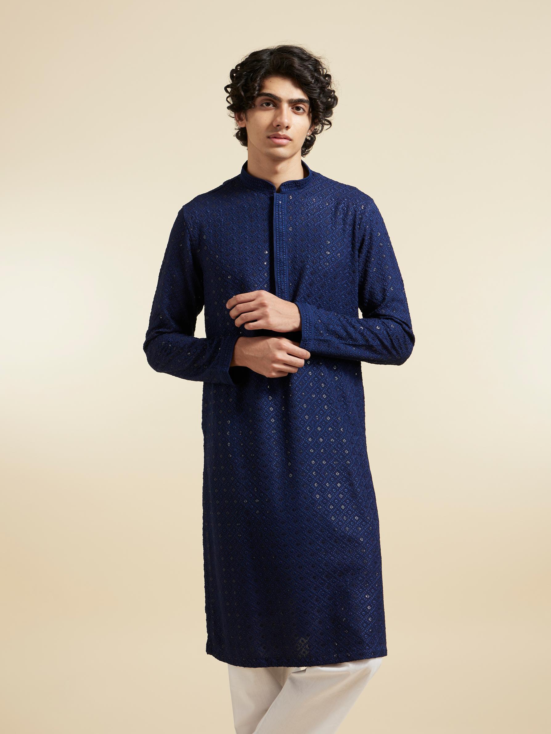 Diwas Men Dark Blue Elegance Kurta Pajama