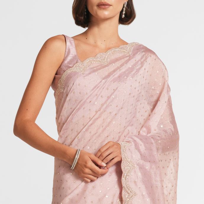 Twamev Women Elegant Pink Extravaganza Saree