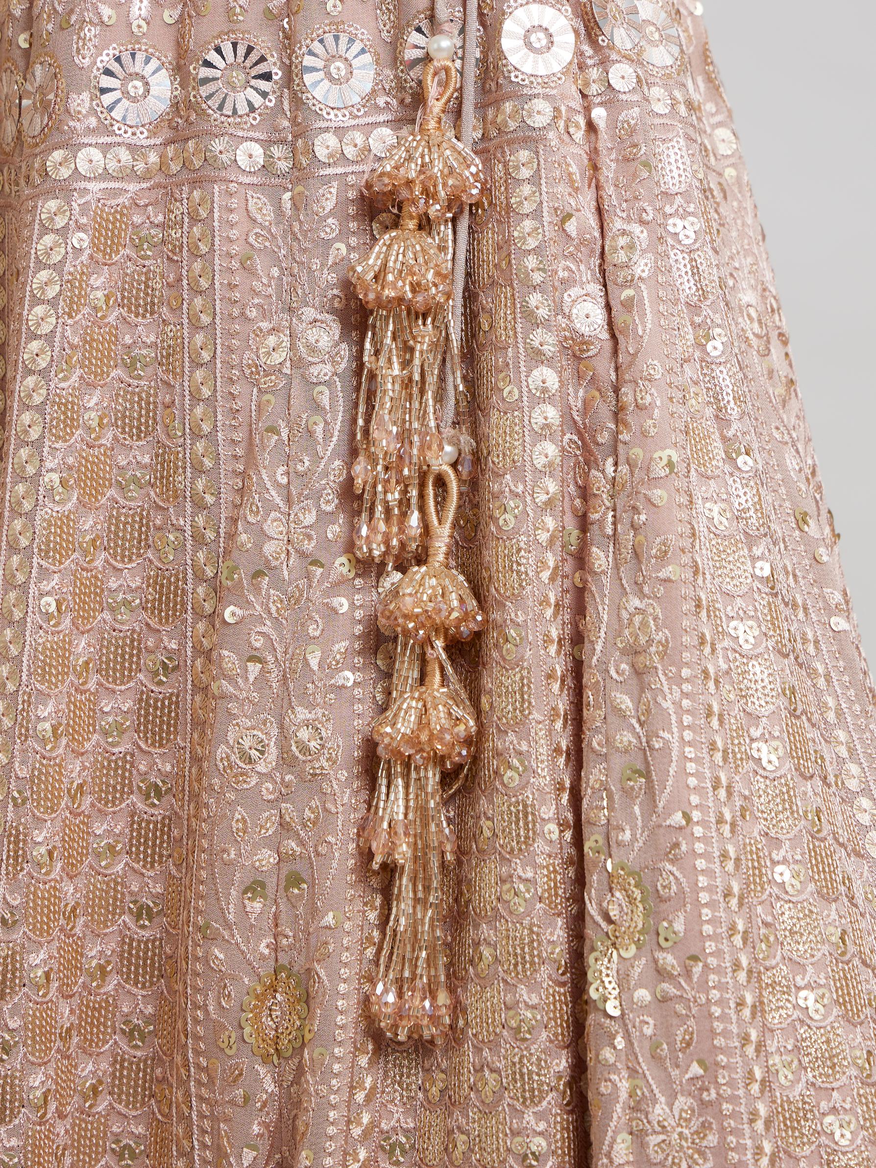 Twamev Women Blossom Pink Georgette Lehenga