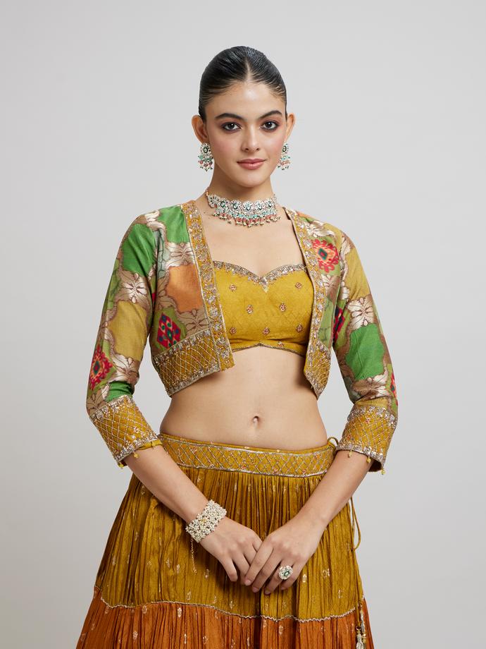 Twamev Women Emerald elegance Lehenga