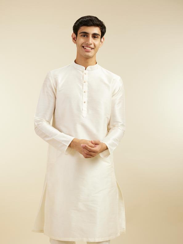 Diwas Men Warm White Plain Classic Kurta