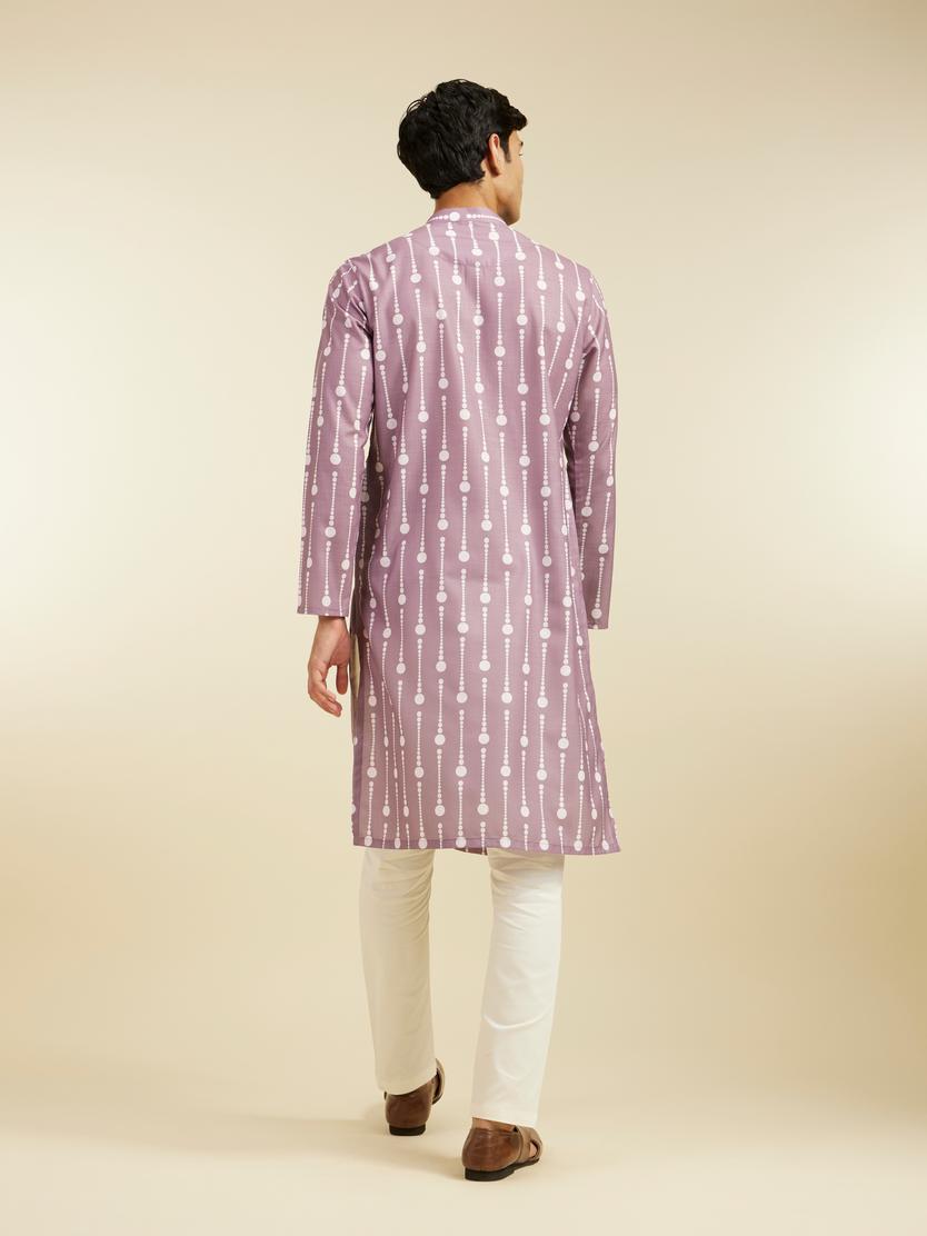 Diwas Men Soft Lilac Modish Dotted Printed Kurta