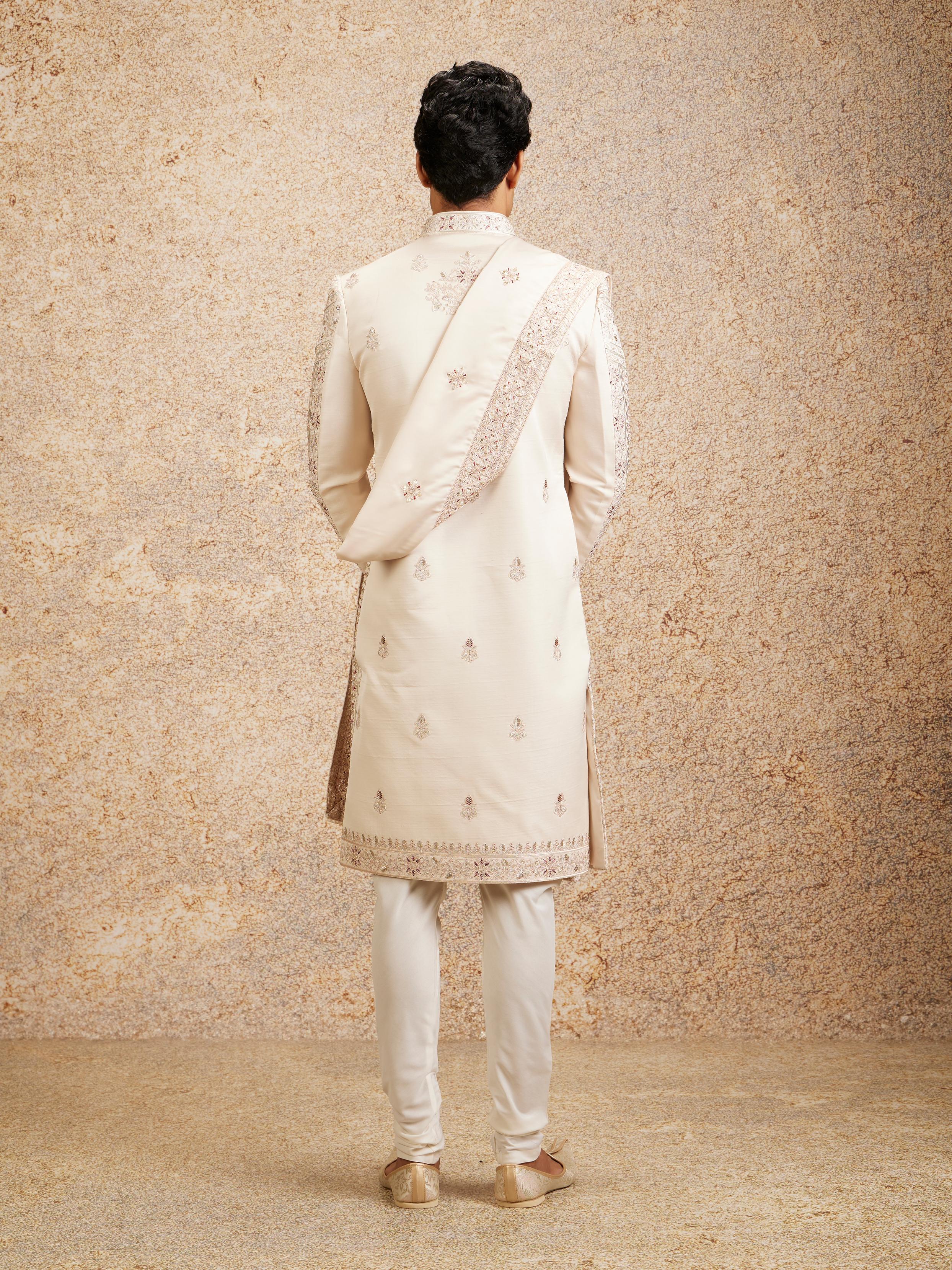Twamev Men Stunning Cream Sherwani