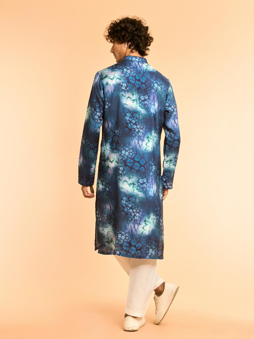 Diwas Men Teal Blue Festive Kurta
