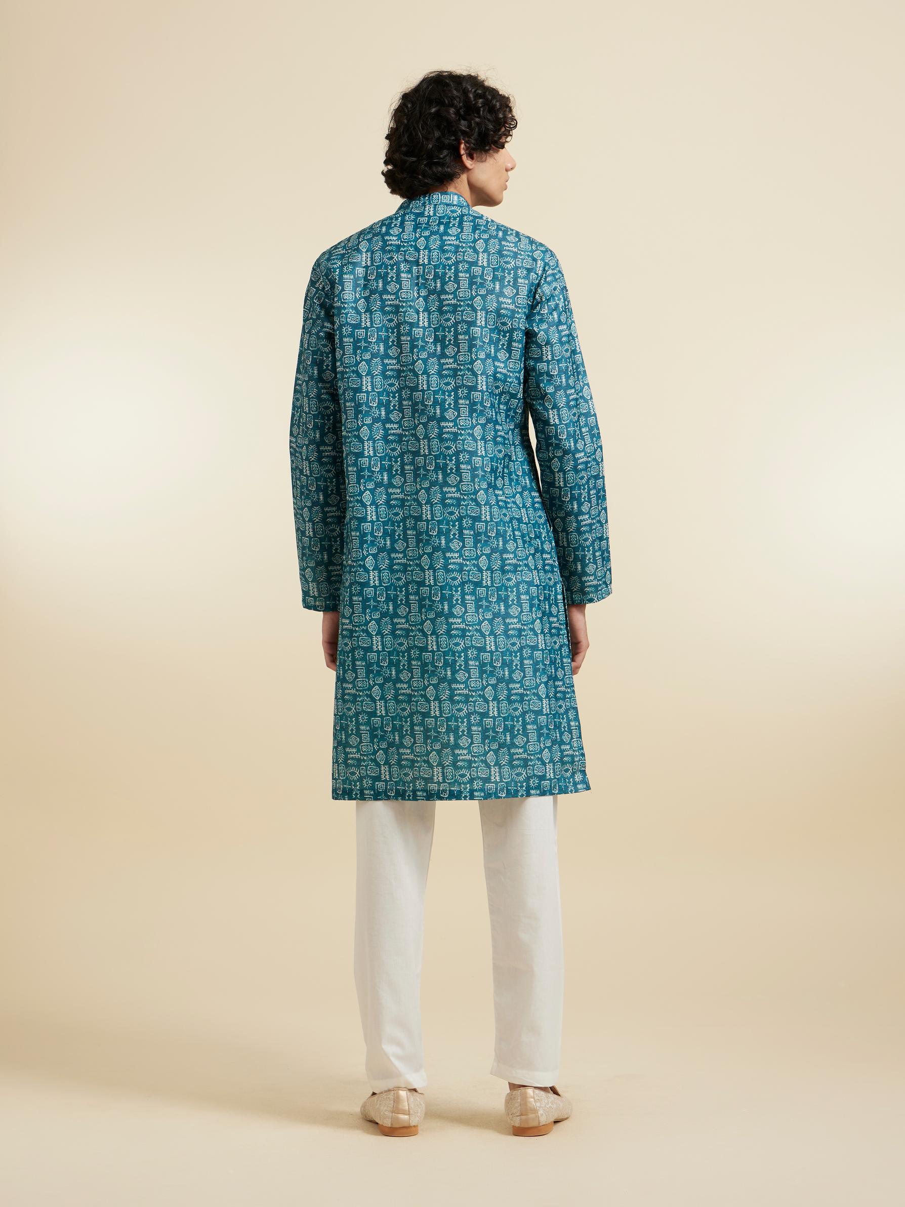 Diwas Men Teal Green Elegance Kurta Pajama