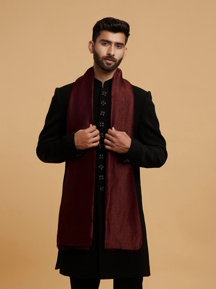 Twamev Men Maroon Wool Shawl