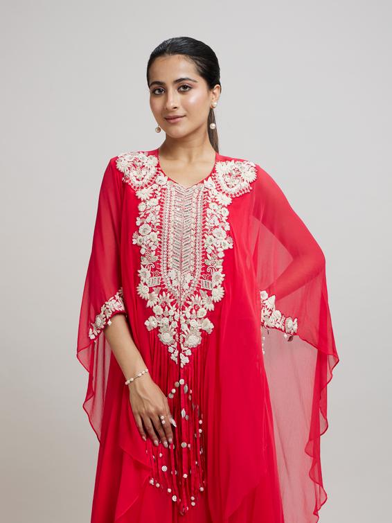 Twamev Women Pink Georgette Celebratory Splash Indo Western