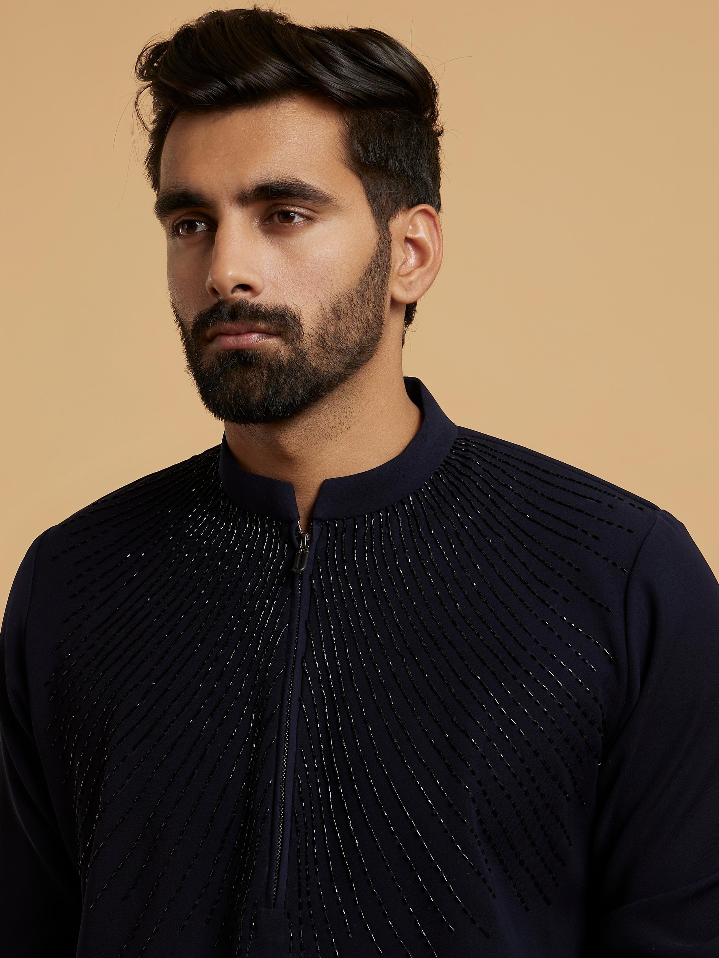 Twamev Men Dark Blue Divinity Kurta Pajama