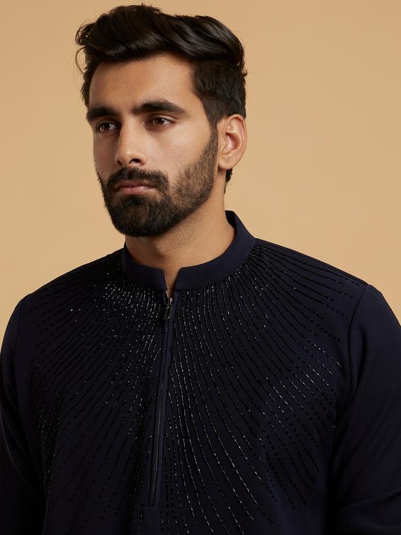 Twamev Men Dark Blue Divinity Kurta Pajama