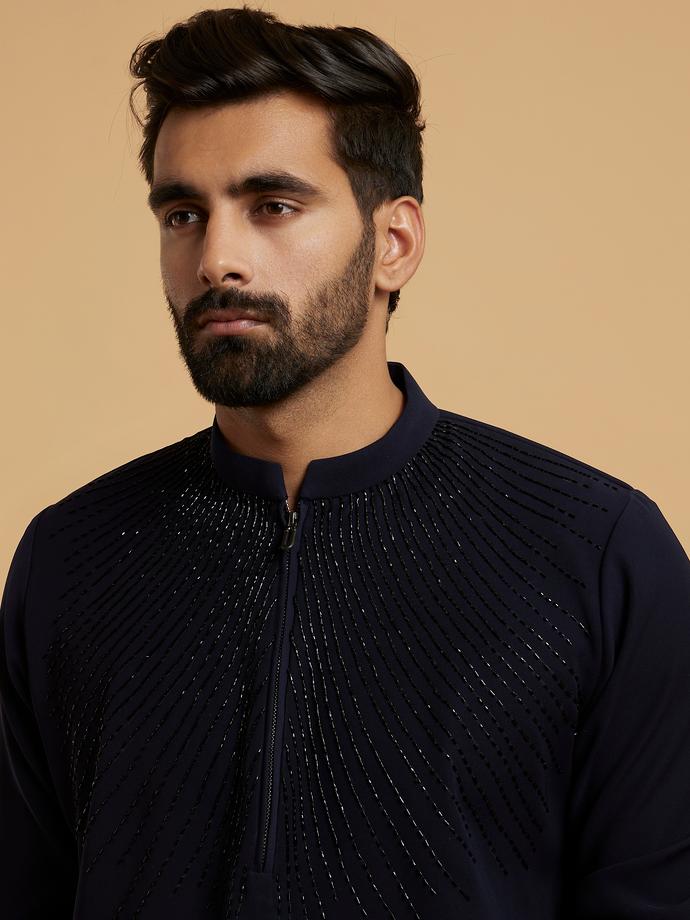Twamev Men Dark Blue Divinity Kurta Pajama