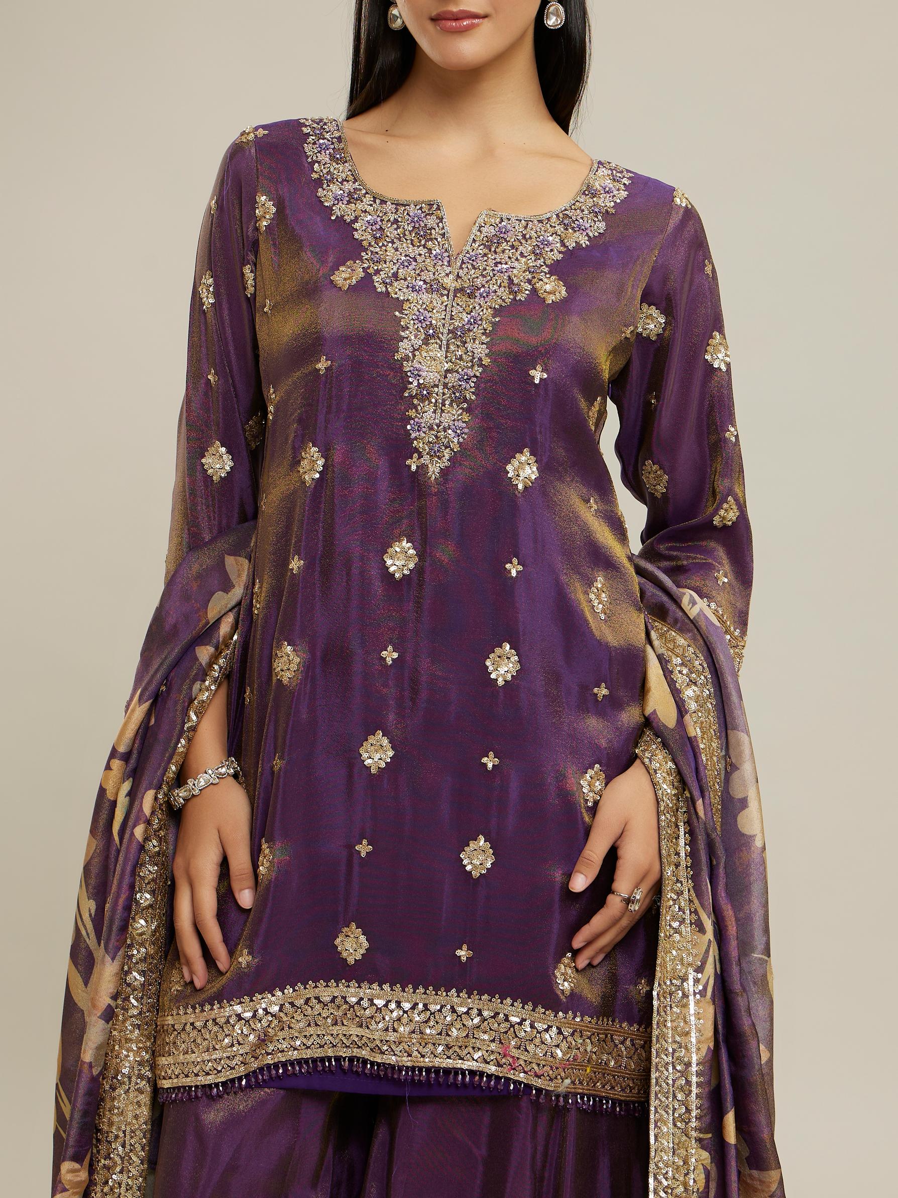 Twamev Women Purple Elegance Stitched Suit
