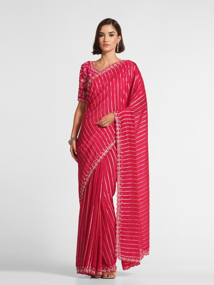 Twamev Women Rani Satin Elegance Saree